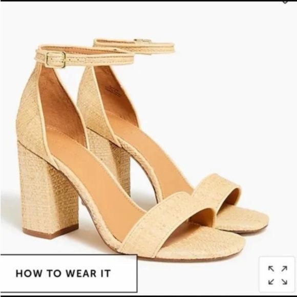 J. Crew Shoes - J. Crew Raffia Block Heel Sandals Size 10.5